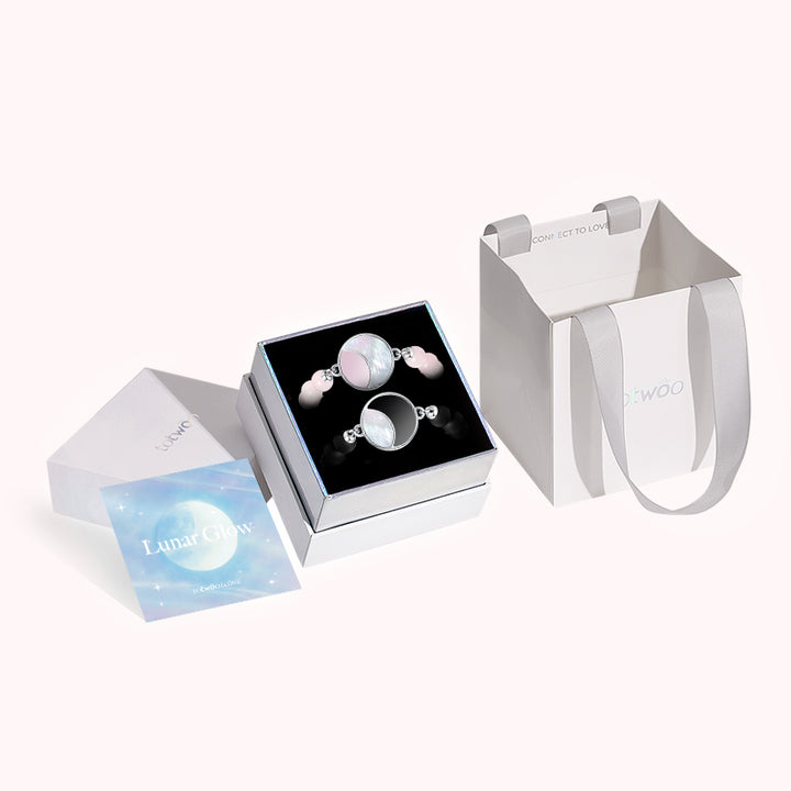 Mondschein-Glanz Touch-Armbänder mit Rosenquarz- und Schwarzer Onyx-Perlen