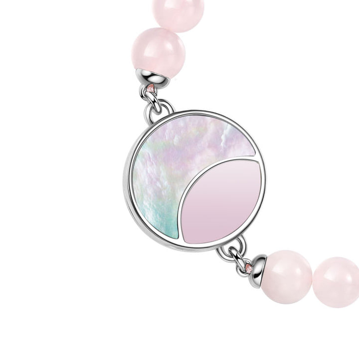 Mondschein-Glanz Touch-Armbänder mit Rosenquarz- und Schwarzer Onyx-Perlen