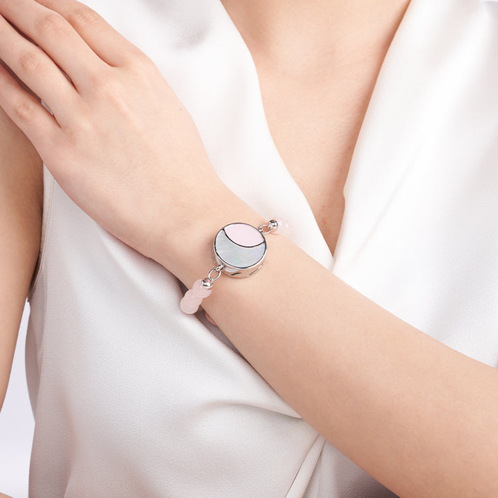 Mondschein-Glanz Touch-Armbänder mit Rosenquarz- und Schwarzer Onyx-Perlen