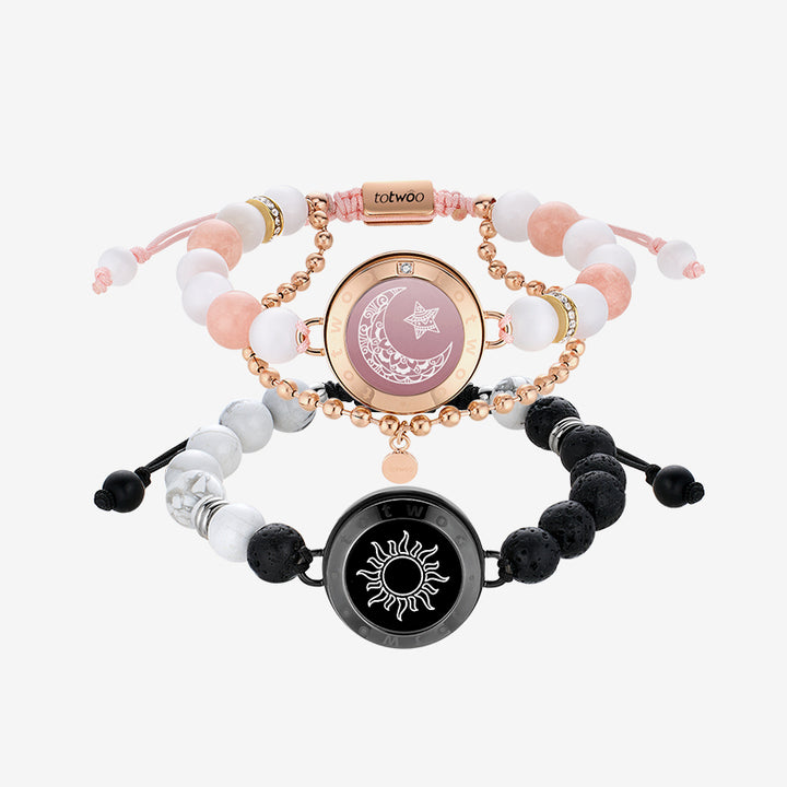 Sonne & Mond Touch Armbänder mit Phantasmal-Perlen (Schwarz+Roségold)