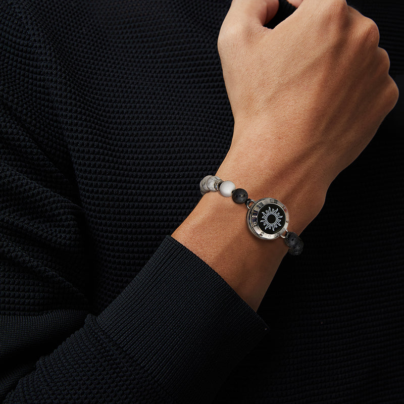 Sonne & Mond Touch Armbänder mit Phantasmal-Perlen (Silber+Silber)