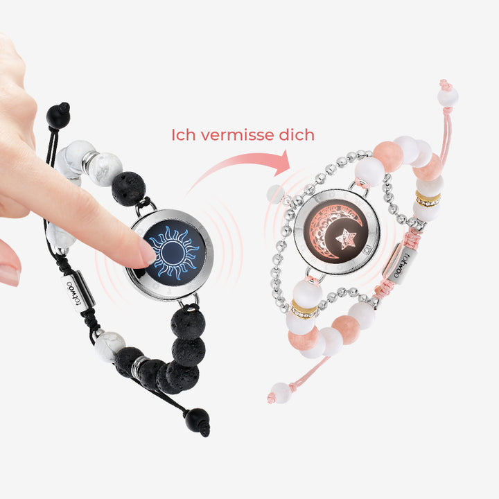 Sonne & Mond Touch Armbänder mit Phantasmal-Perlen (Silber+Silber)