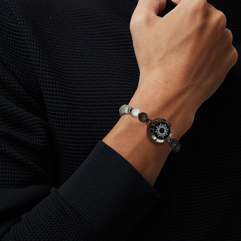 Sonne & Mond Touch Armbänder mit Phantasmal-Perlen (Schwarz+Roségold)