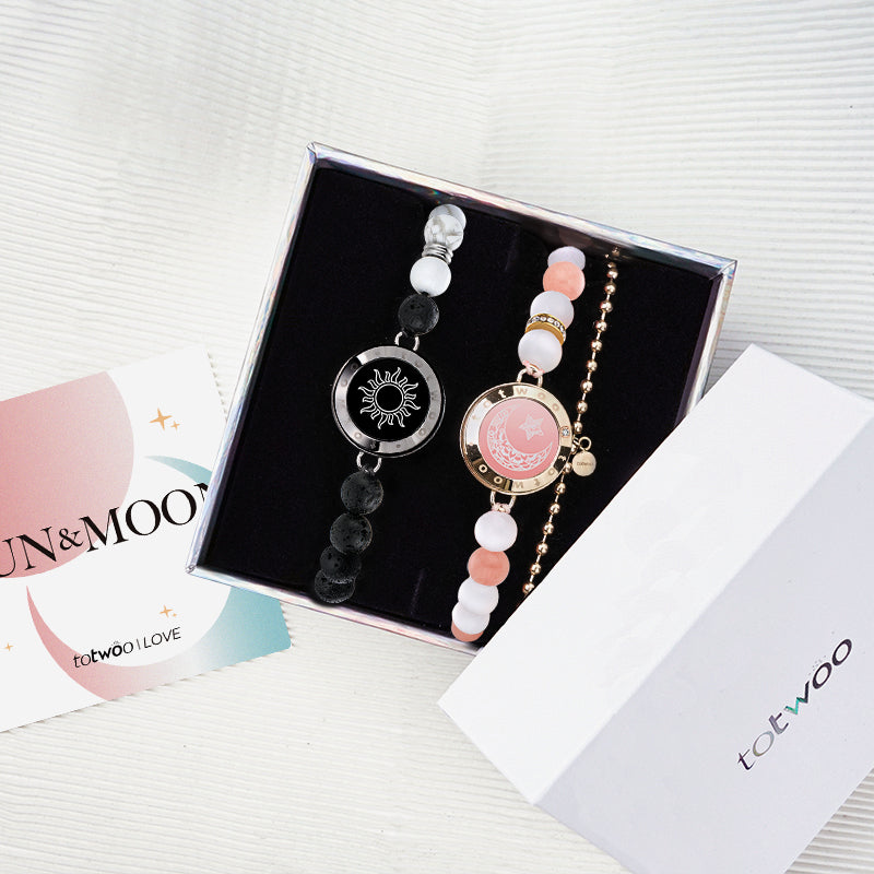 Sonne & Mond Touch Armbänder mit Phantasmal-Perlen (Schwarz+Roségold)