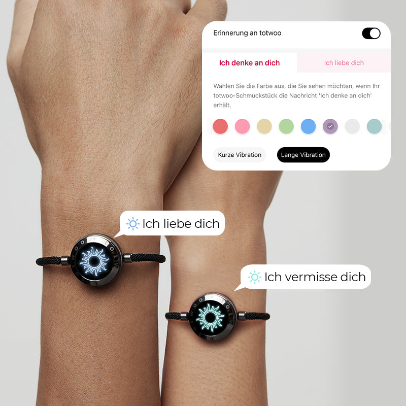 Sonne & Mond Serie - 2 Sonnen Touch Armbänder mit Mailänder Seil (Schwarz+Schwarz)