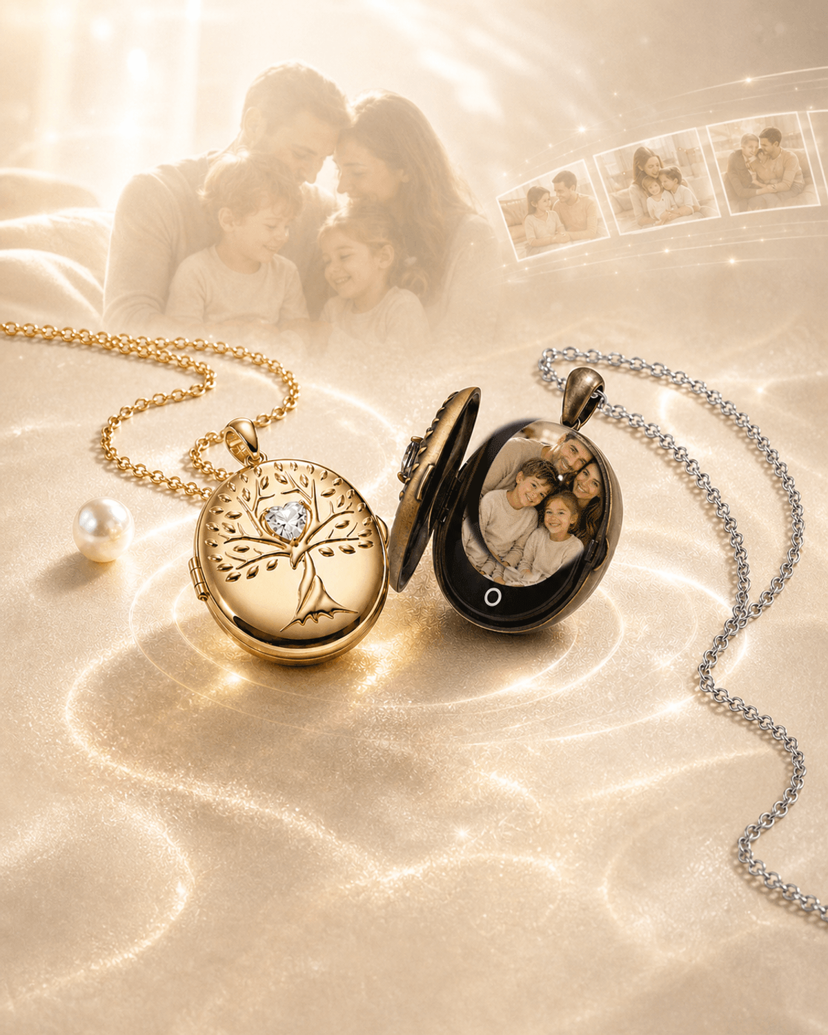 Animiertes Smart Locket mit Familienerinnerungen