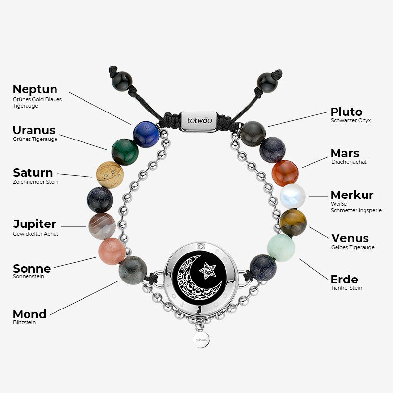 Sonne & Mond Serie - Planet Beaded Armband (Silber)