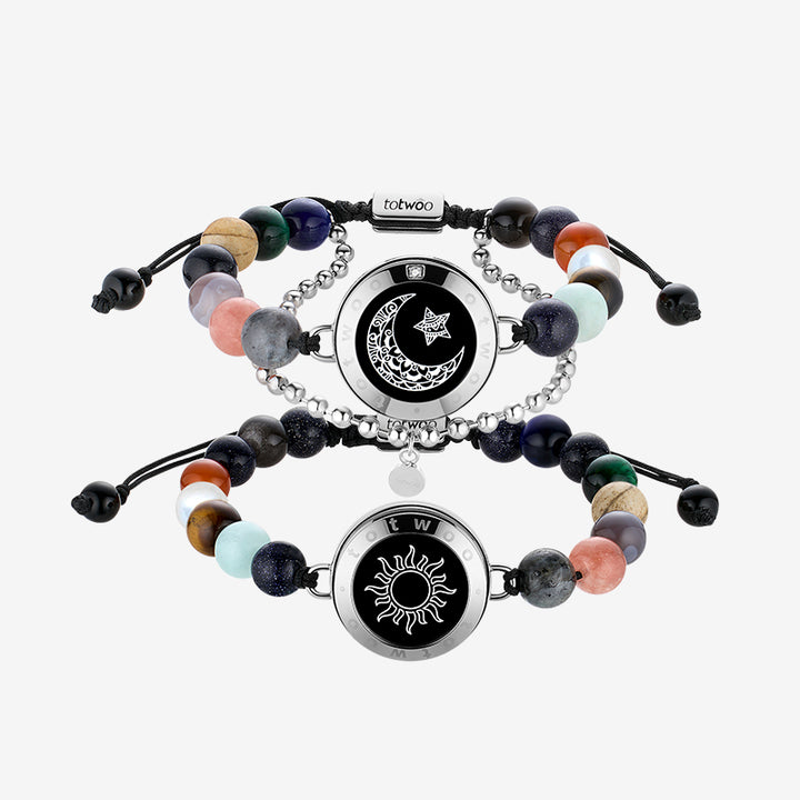 Sonne & Mond Serie - Planet Beaded Armband (Silber)