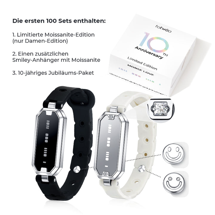 [Nur 100 Paare | Limitierte Edition zum 10. Jubiläum] Morse LOVE Toucharmbänder mit Silikon