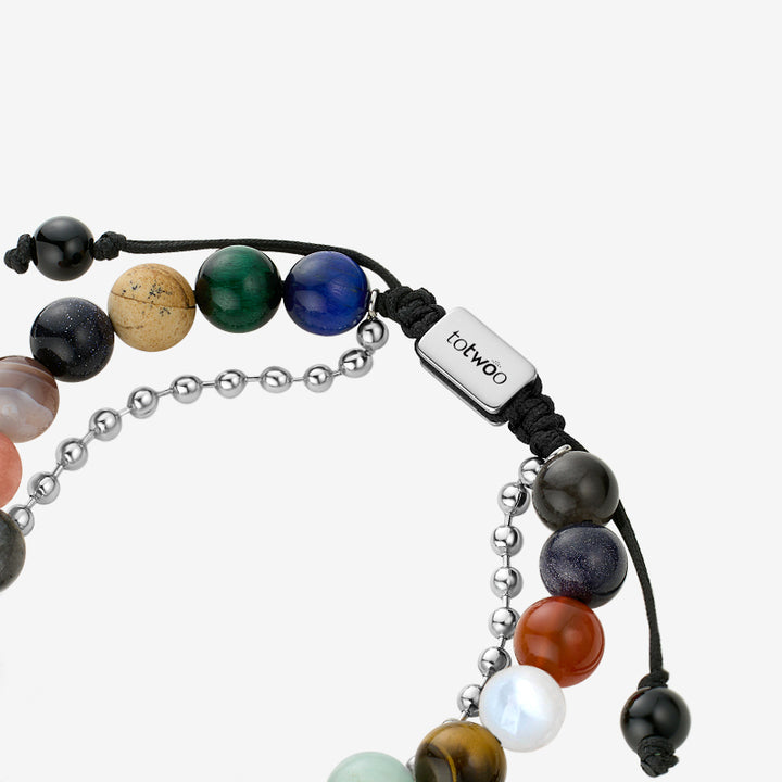 Sonne & Mond Serie - Planet Beaded Armband (Silber)