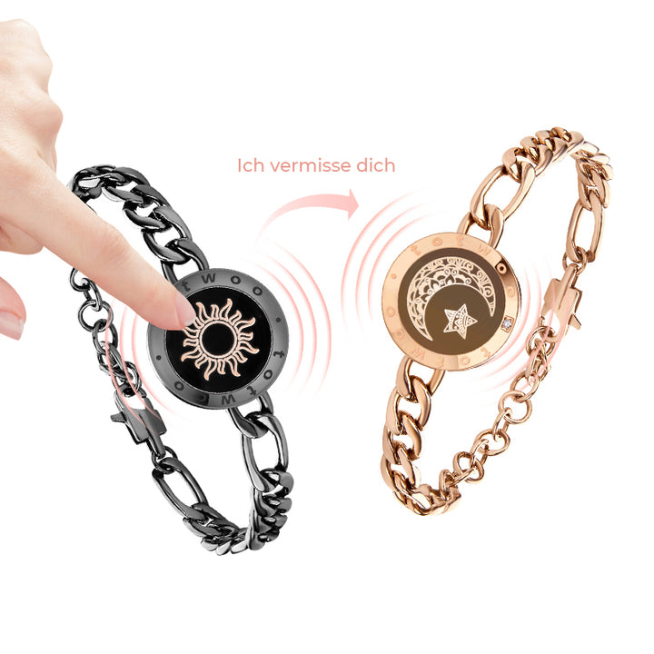 Sonne & Mond Serie - Touch Armbänder mit Figarokette (Schwarz+Roségold)