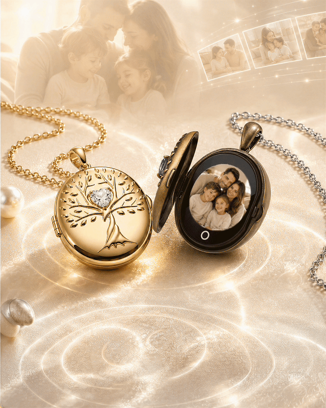 Animiertes Smart Locket mit Familienerinnerungen