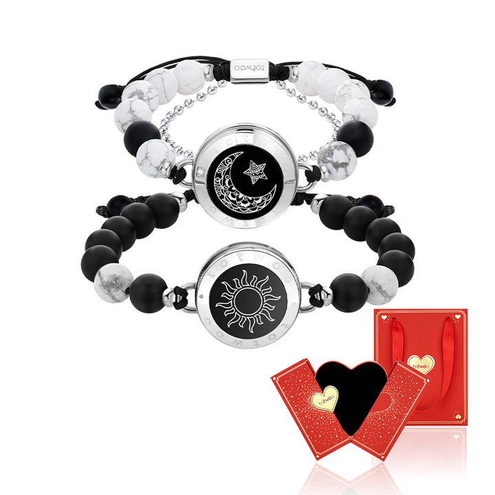 [Verbunden in Rot Geschenkverpackung] Sonne & Mond Touch Armbänder mit passenden Perlen