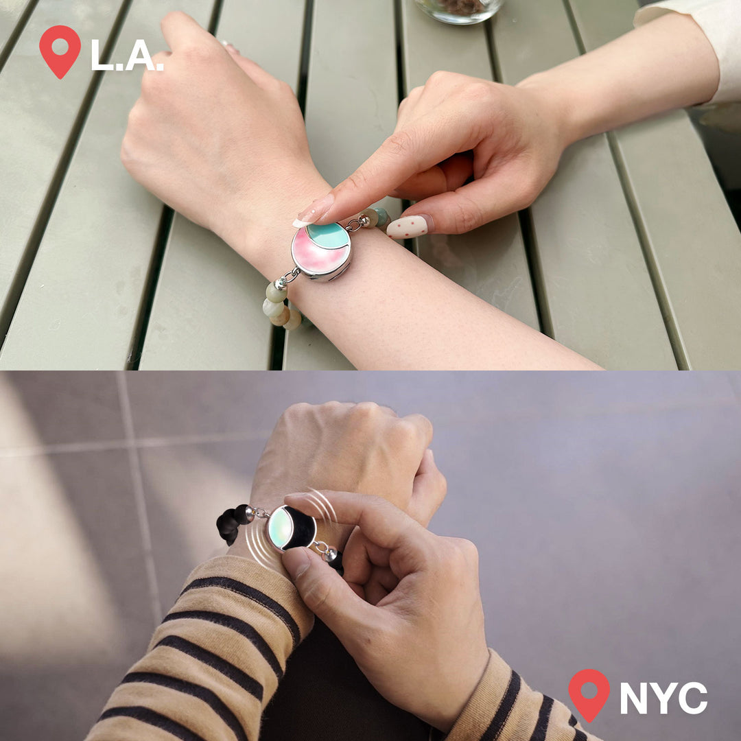 Mondschein-Glanz Touch-Armbänder mit Amazonit- und Schwarzer Onyx-Perlen