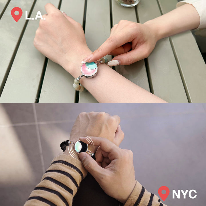 Mondschein-Glanz Touch-Armbänder mit Amazonit- und Schwarzer Onyx-Perlen