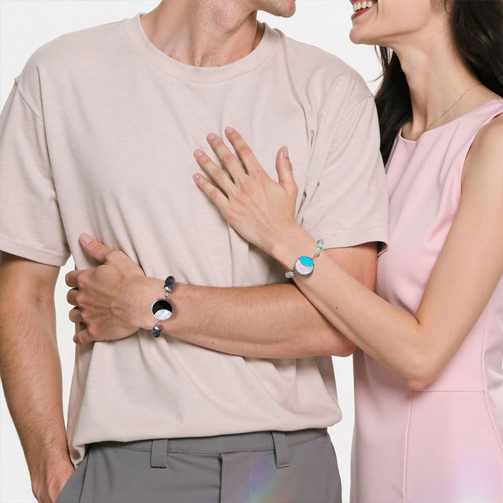 Mondschein-Glanz Touch-Armbänder mit Amazonit- und Schwarzer Onyx-Perlen