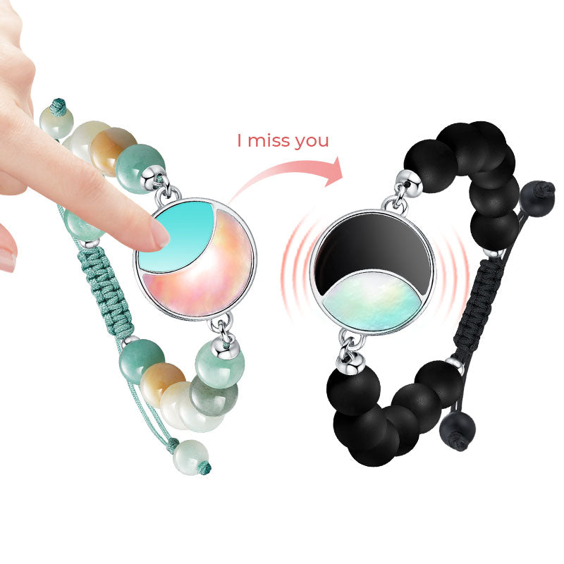 Mondschein-Glanz Touch-Armbänder mit Amazonit- und Schwarzer Onyx-Perlen