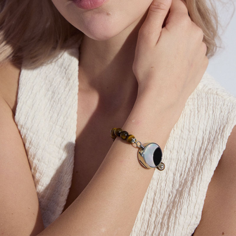Mondschein-Glanz Touch-Armbänder mit Tigerauge-Perlen