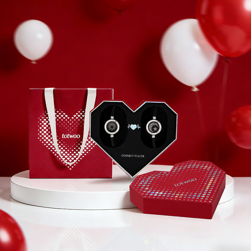 [Totwoo Signal Geschenkbox] Sonne & Mond Serie - Touch Armbänder mit Mailänder Seil (Silber+Silber)