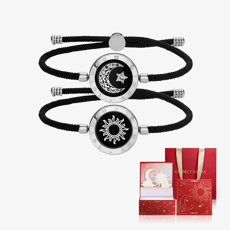 [Sonne & Mond Versprechen Geschenkverpackung] Sonne & Mond Serie - Touch Armbänder mit Mailänder Seil (Silber+Silber)