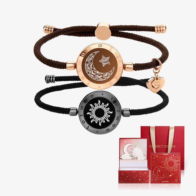 [Sonne & Mond Versprechen Geschenkverpackung] Sonne & Mond Serie - Touch Armbänder mit Mailänder Seil (Schwarz+Braun)