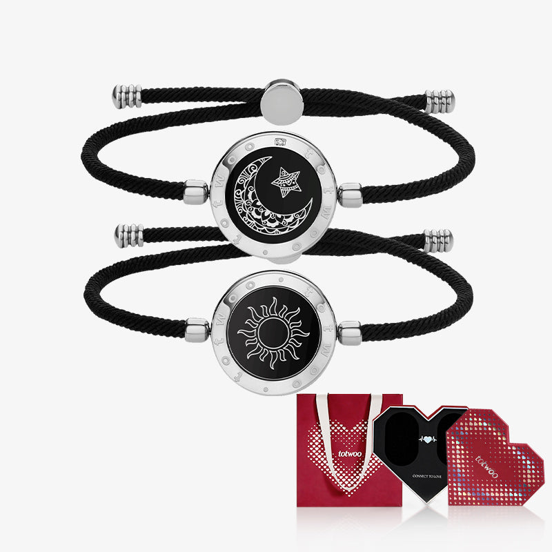 [Totwoo Signal Geschenkbox] Sonne & Mond Serie - Touch Armbänder mit Mailänder Seil (Silber+Silber)