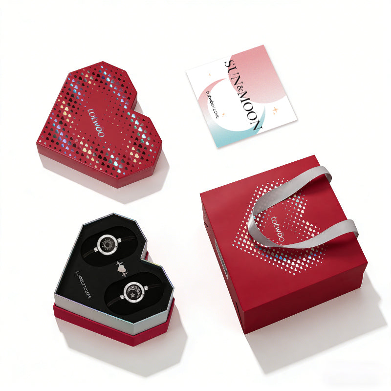 [Totwoo Signal Geschenkbox] Sonne & Mond Serie - Touch Armbänder mit Mailänder Seil (Silber+Silber)