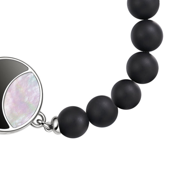 Mondschein-Glanz Touch-Armbänder mit Rosenquarz- und Schwarzer Onyx-Perlen