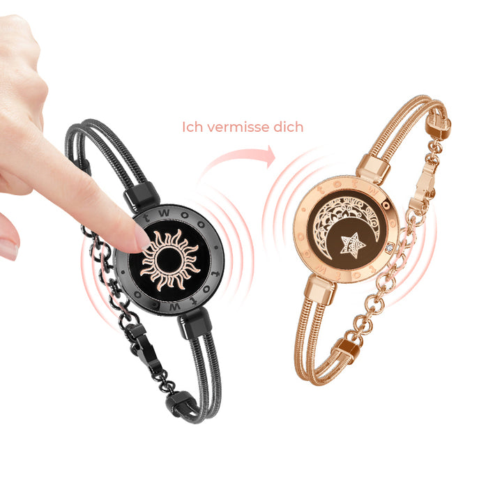 Sonne & Mond Serie - Smart Vibration Armbänder mit Schlangenkette (Schwarz+Roségold)