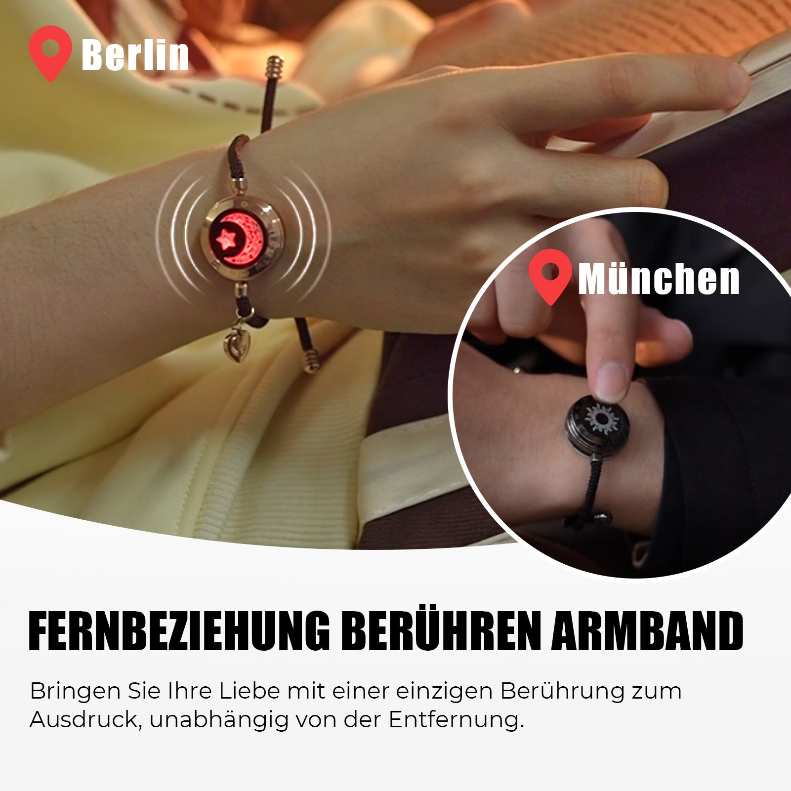 Sonne & Mond Serie - Mond Touch Armband mit Milan Seil - Einzeln