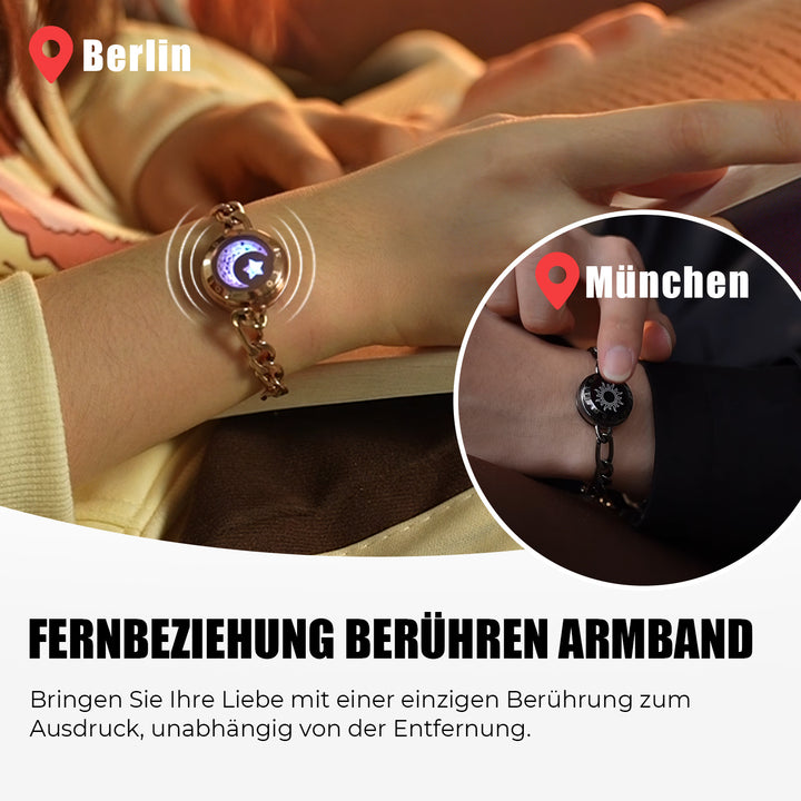 Sonne & Mond Serie - Touch Armbänder mit Figarokette (Schwarz+Roségold)