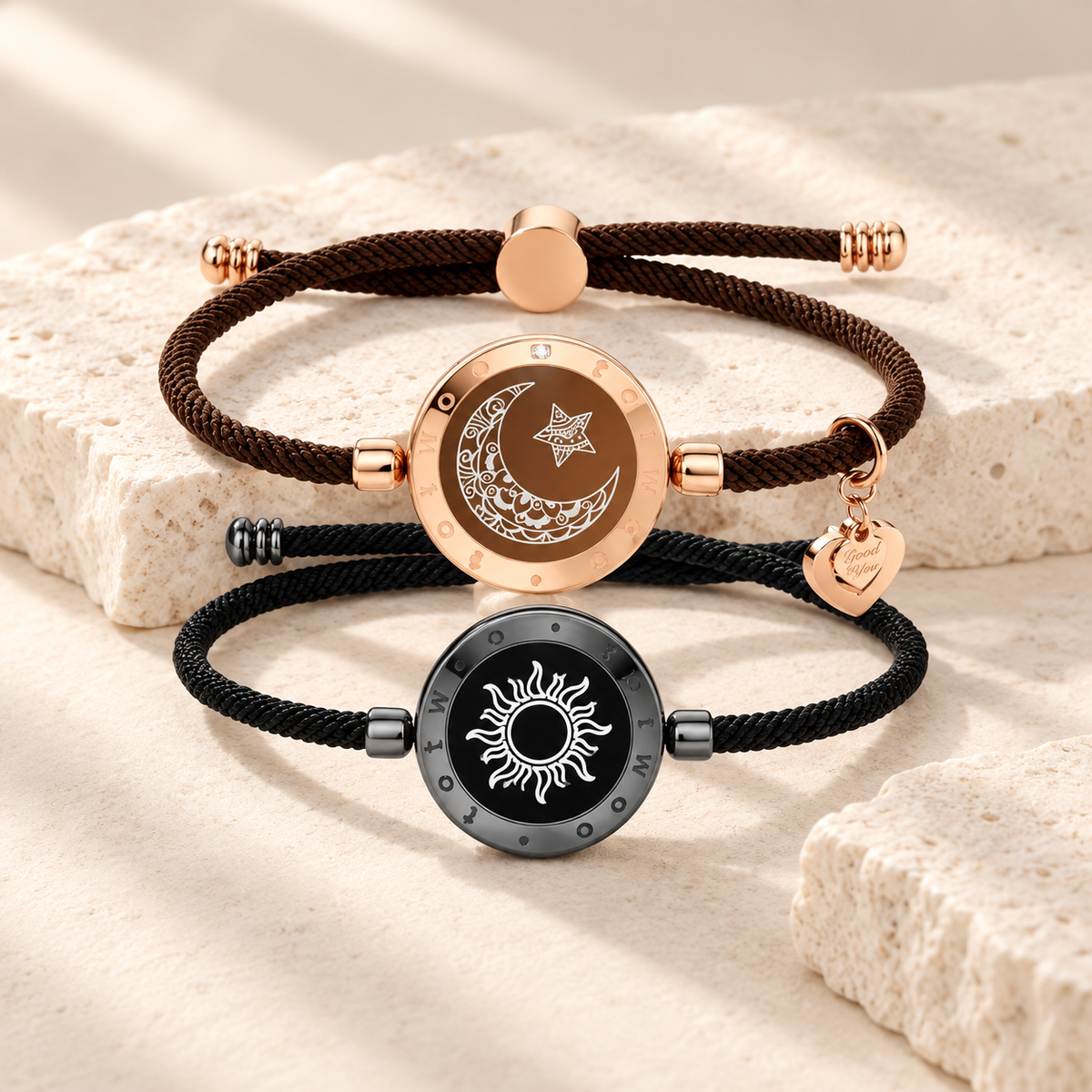 Sonne und Mond Touch-Armbänder mit Mailänder Mesh