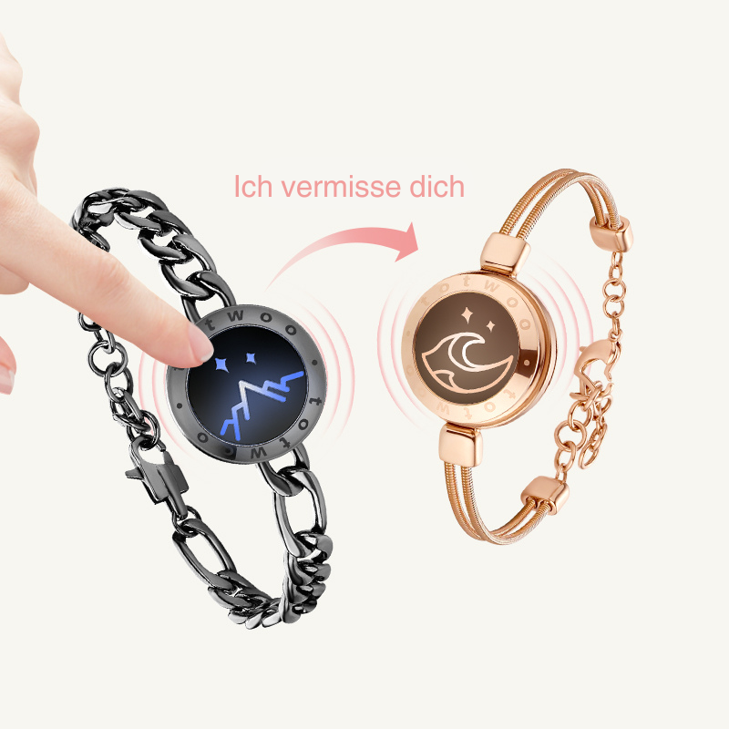 Berg & Meer Touch-Armbänder (Schwarze Figaro-Kette + Roségoldene Schlangenkette)