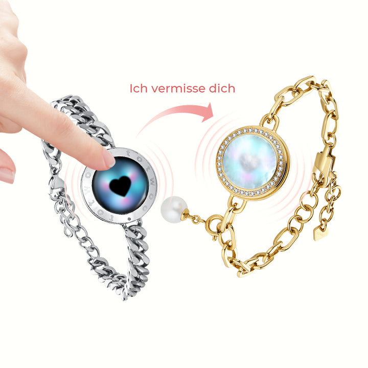 Seelenverwandter 2.0 Touch Armbänder (Silberne Cuban Kette+Goldene Figaro Kette)