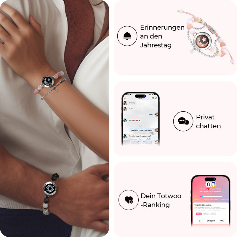 Sonne & Mond Touch Armbänder mit Phantasmal-Perlen (Silber+Silber)