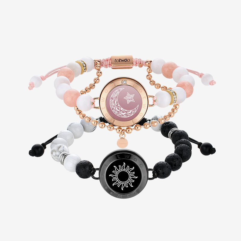 Sonne & Mond Serie - Touch Armbänder mit Phantasmal-Perlen (Schwarz+Roségold)