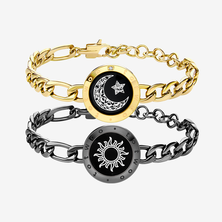 Sonne & Mond Serie - Touch Armbänder mit Figarokette (Schwarz + Gold)