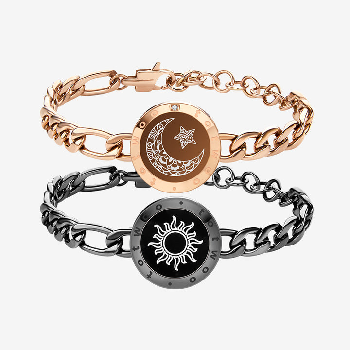 Sonne & Mond Serie - Touch Armbänder mit Figarokette (Schwarz+Roségold)