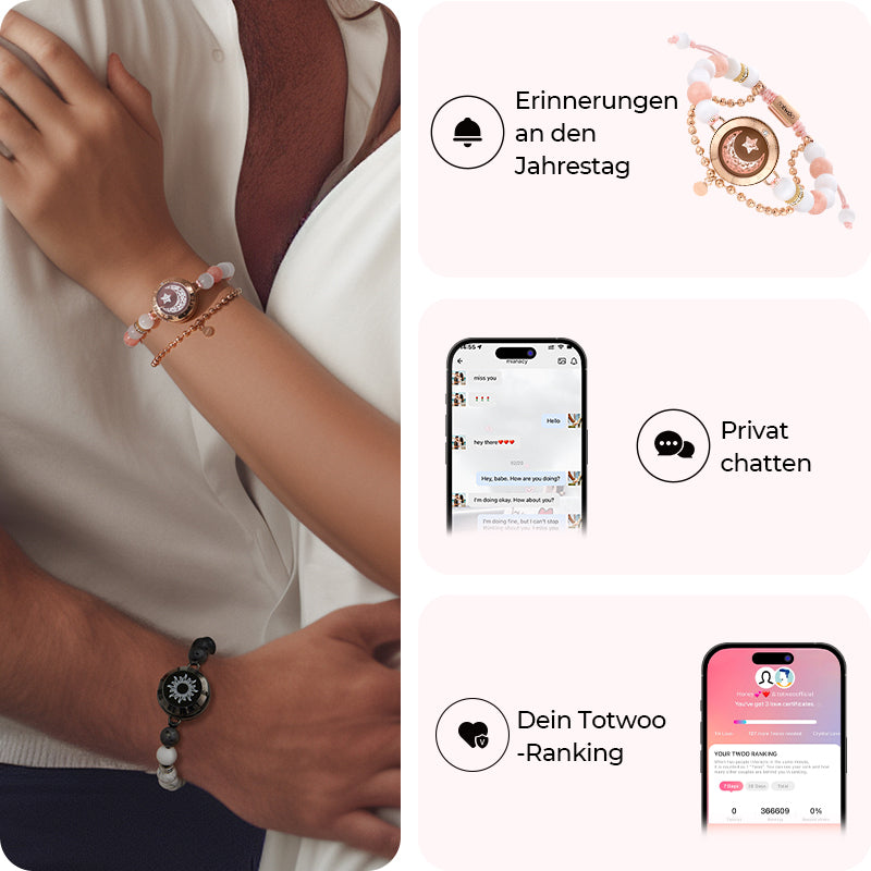 Sonne & Mond Serie - Touch Armbänder mit Phantasmal-Perlen (Schwarz+Roségold)