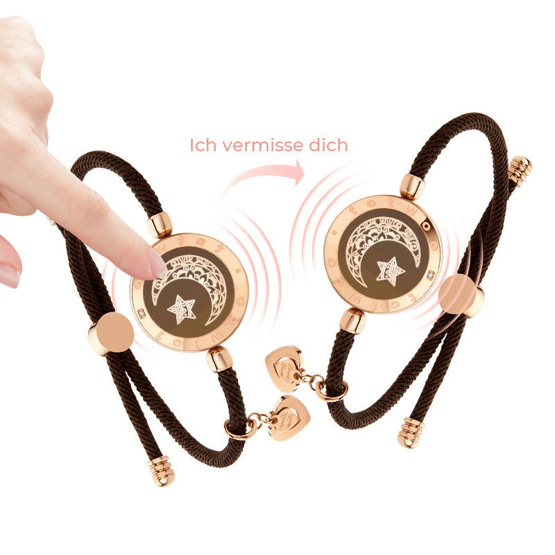 Sonne & Mond Serie - Mond&Stern Touch Armbänder mit Mailänder Seil (Braun+Braun)