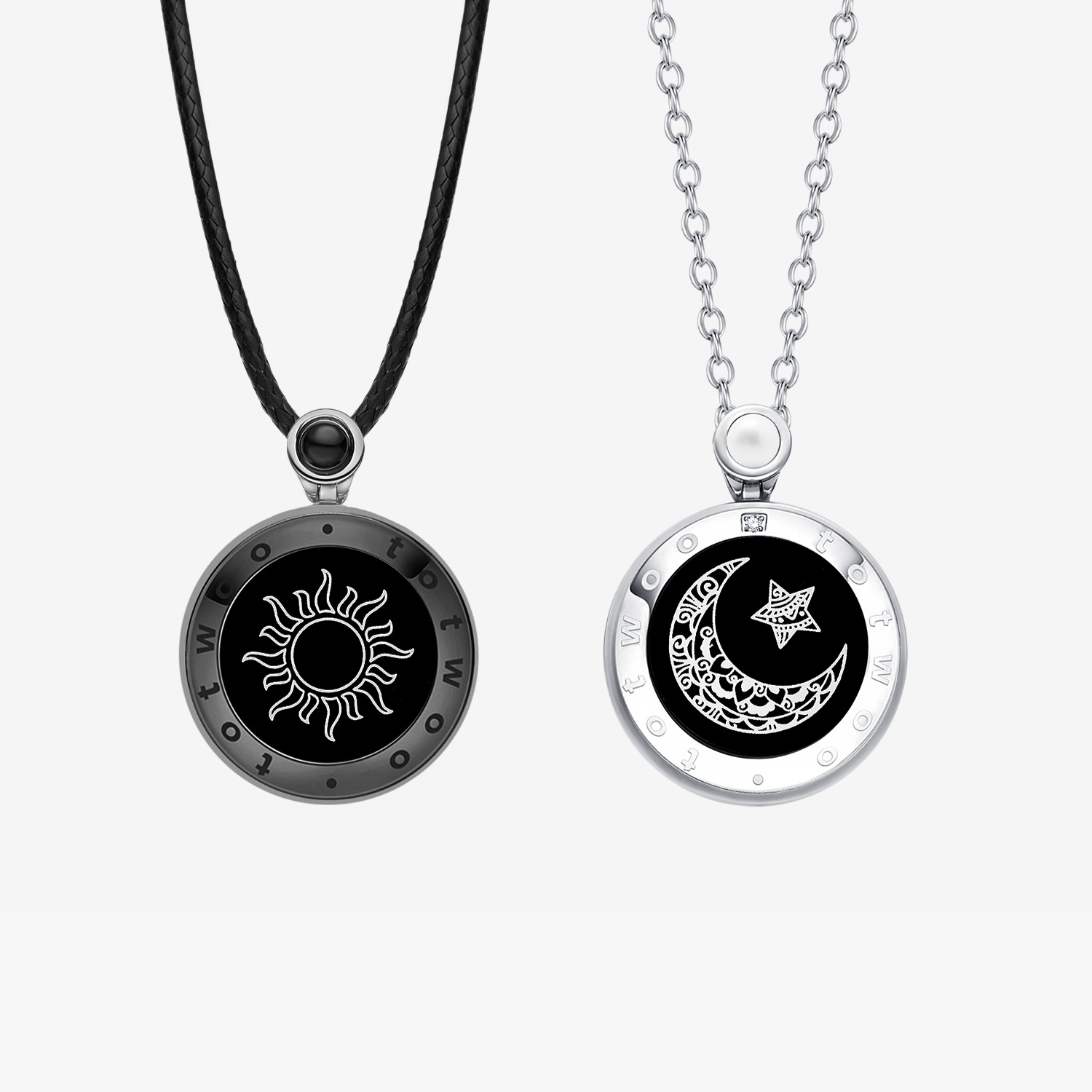 Sonne & Mond - Touch-Halsketten mit Naturachat – Set für Zwei
