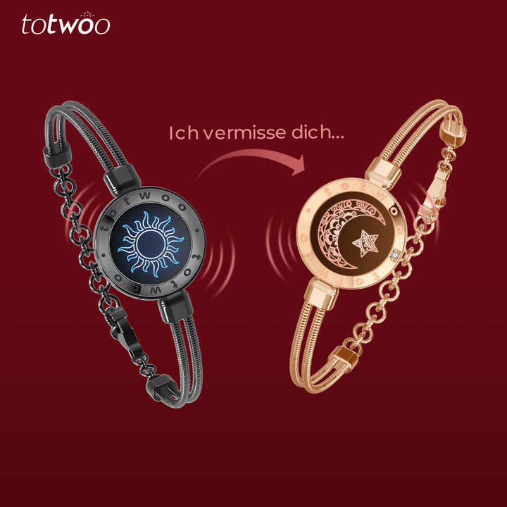 [GESCHENKPAKET] Sun&Moon Touch-Armbänder mit Schlangenkette (Schwarz+Roségold)