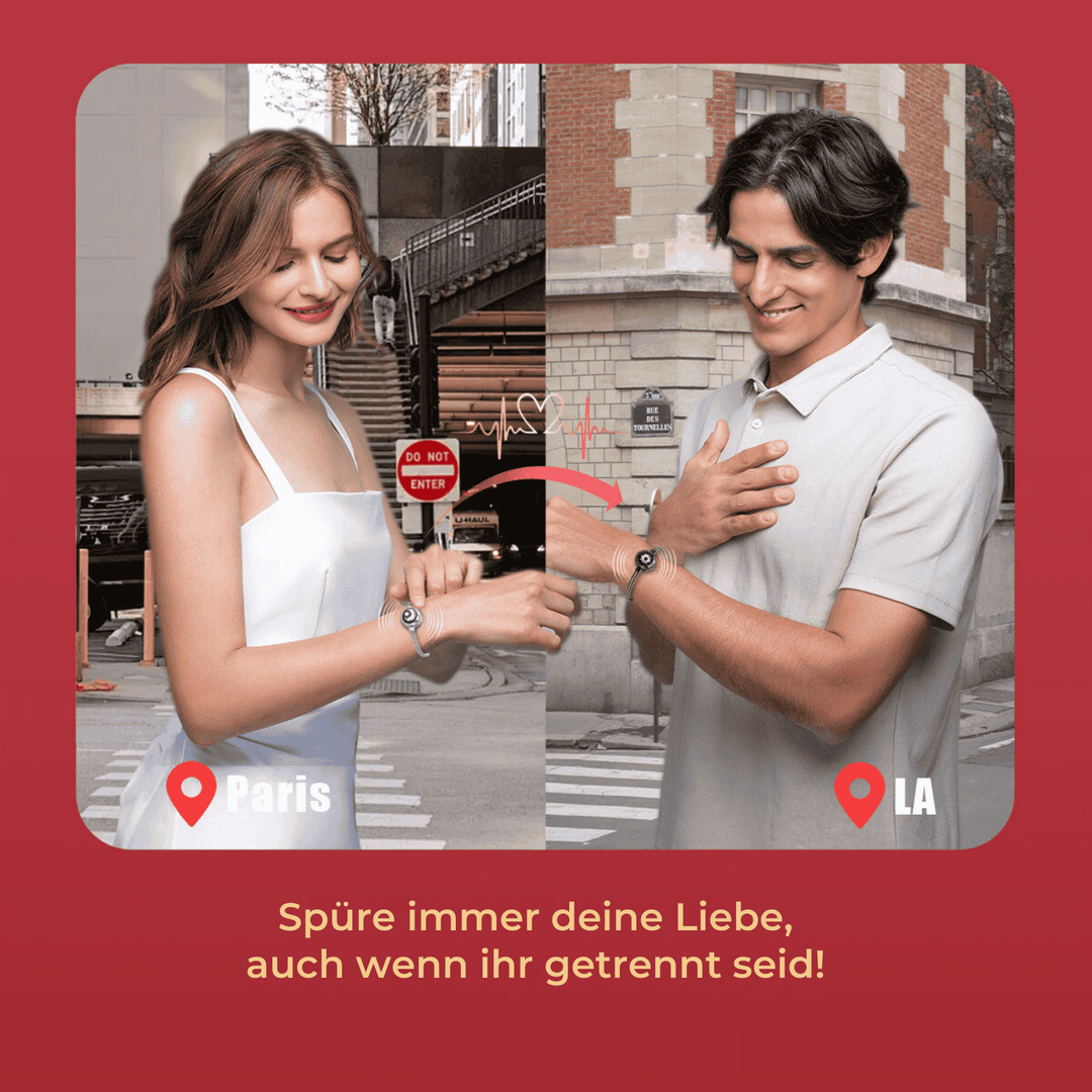 [Verbunden in Rot Geschenkverpackung] Sonne & Mond Touch-Armbänder mit Schlangenkette (Schwarz+Silber)