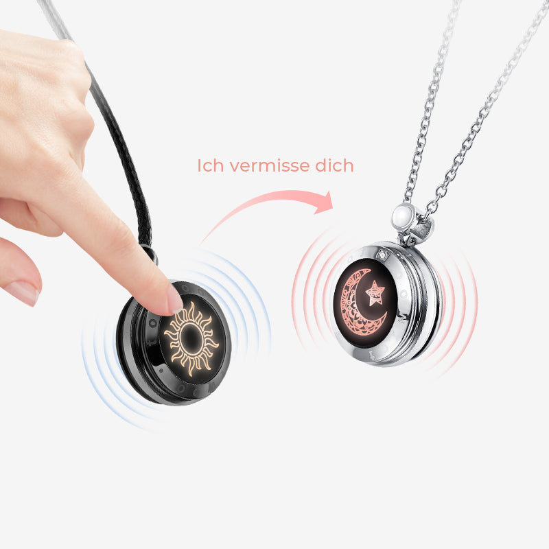 Sonne & Mond - Touch-Halsketten mit Naturachat – Set für Zwei