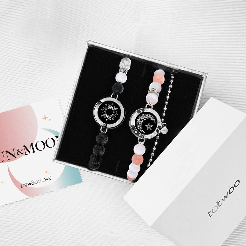 Sonne & Mond Touch Armbänder mit Phantasmal-Perlen (Silber+Silber)