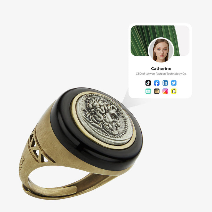 totwoo MEET Ring - Vintage Griechische Münze Smart Ring (4 Stile)