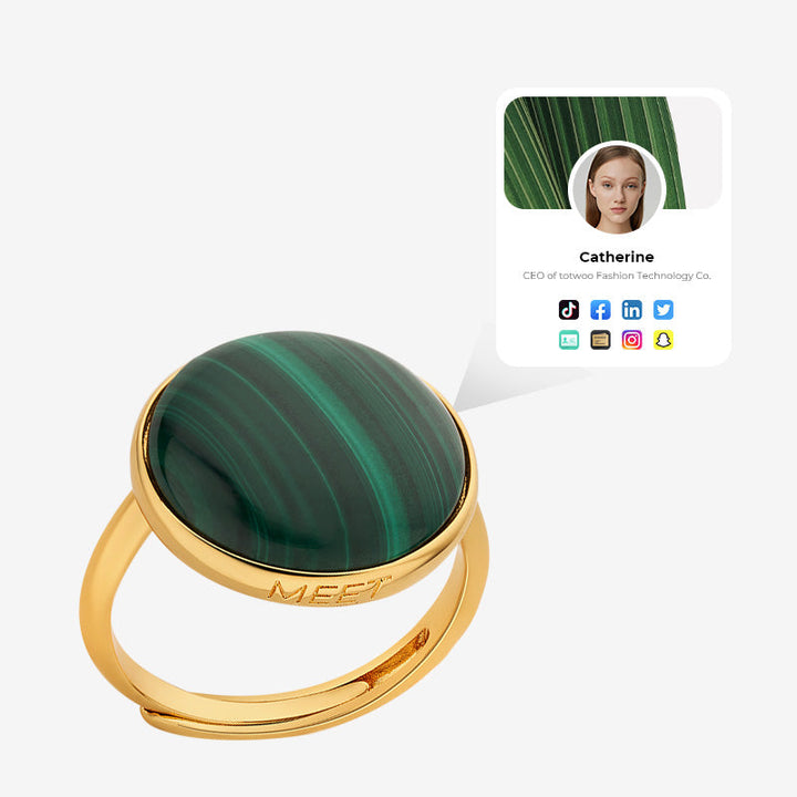 totwoo MEET Malachit Smart Ring (18K vergoldetes Silber)