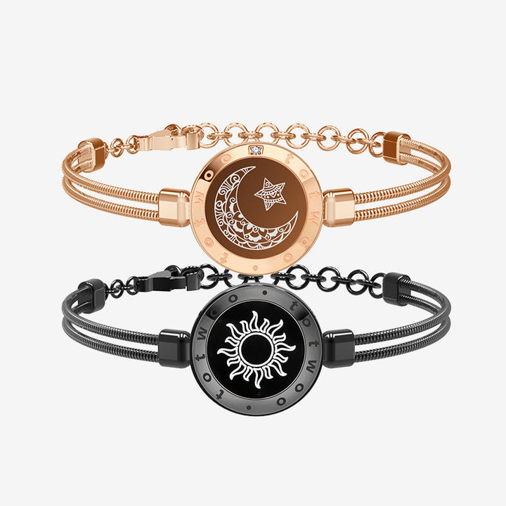 Sonne & Mond Serie - Smart Vibration Armbänder mit Schlangenkette (Schwarz+Roségold)