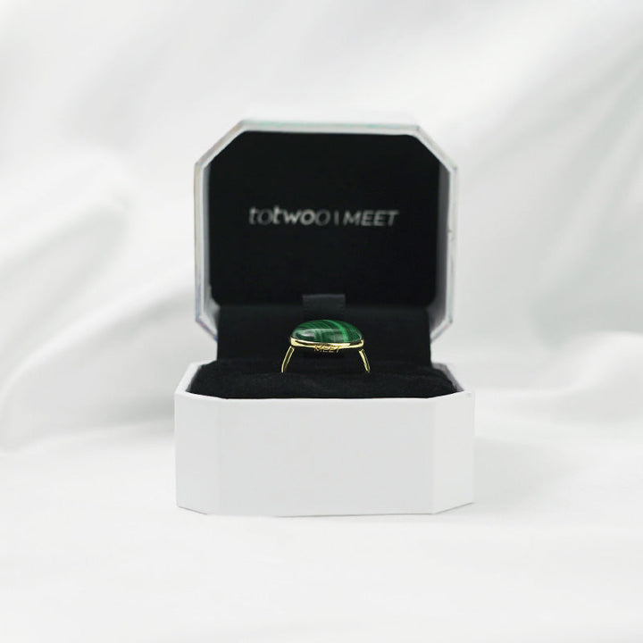 totwoo MEET Malachit Smart Ring (18K vergoldetes Silber)